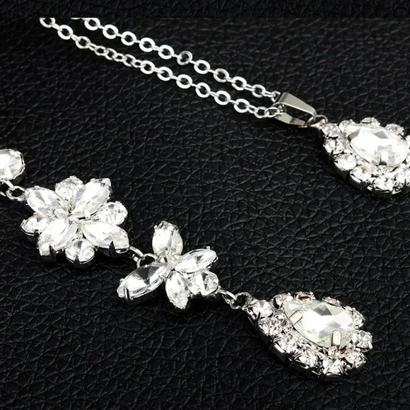 Crystal Backless Wedding Dress dress & Evening Dress Necklace & Earings Set - Picture 5 of 10